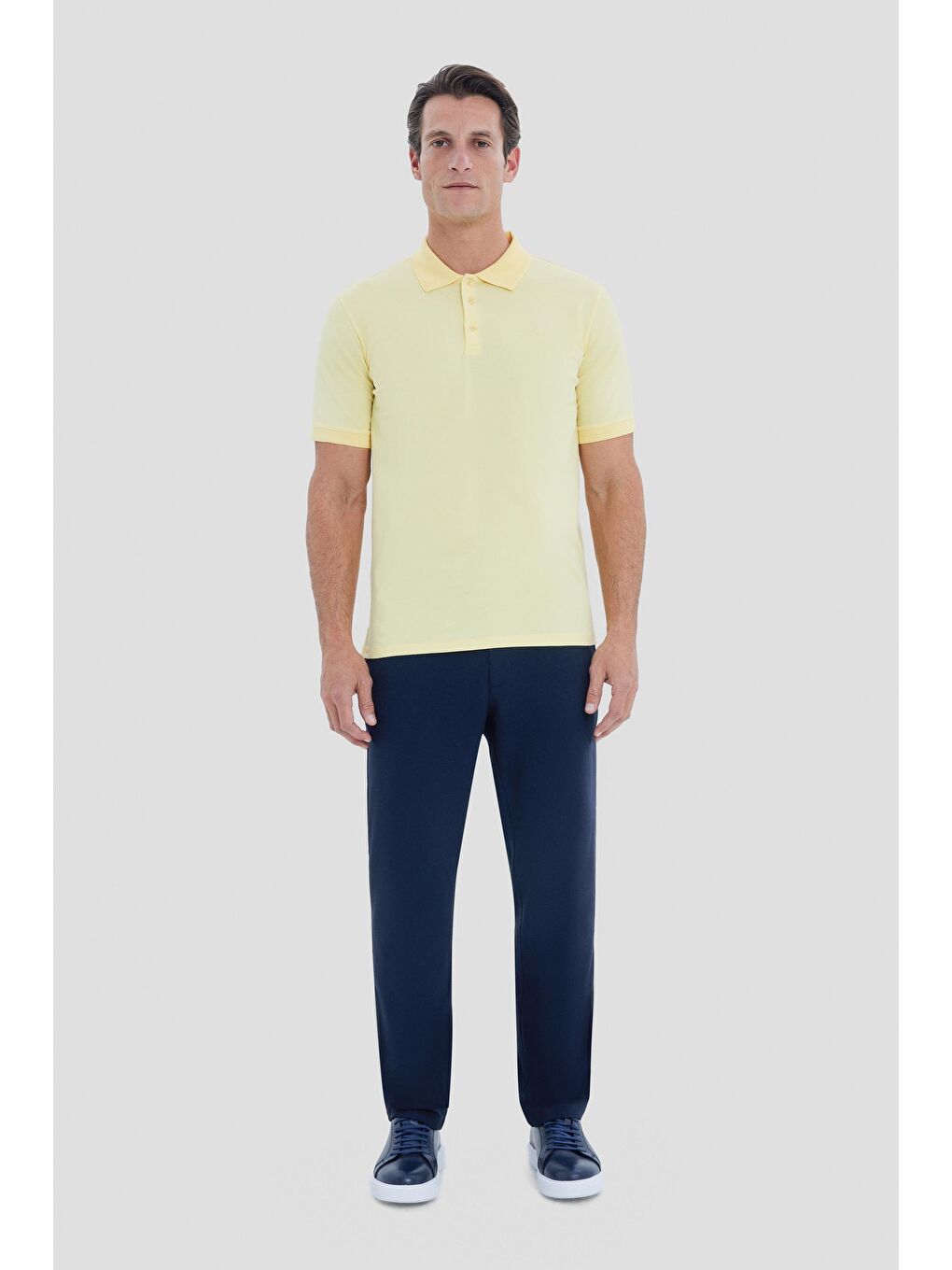 Sarı Regular Fit Basic Polo Yaka Erkek Tişört-1