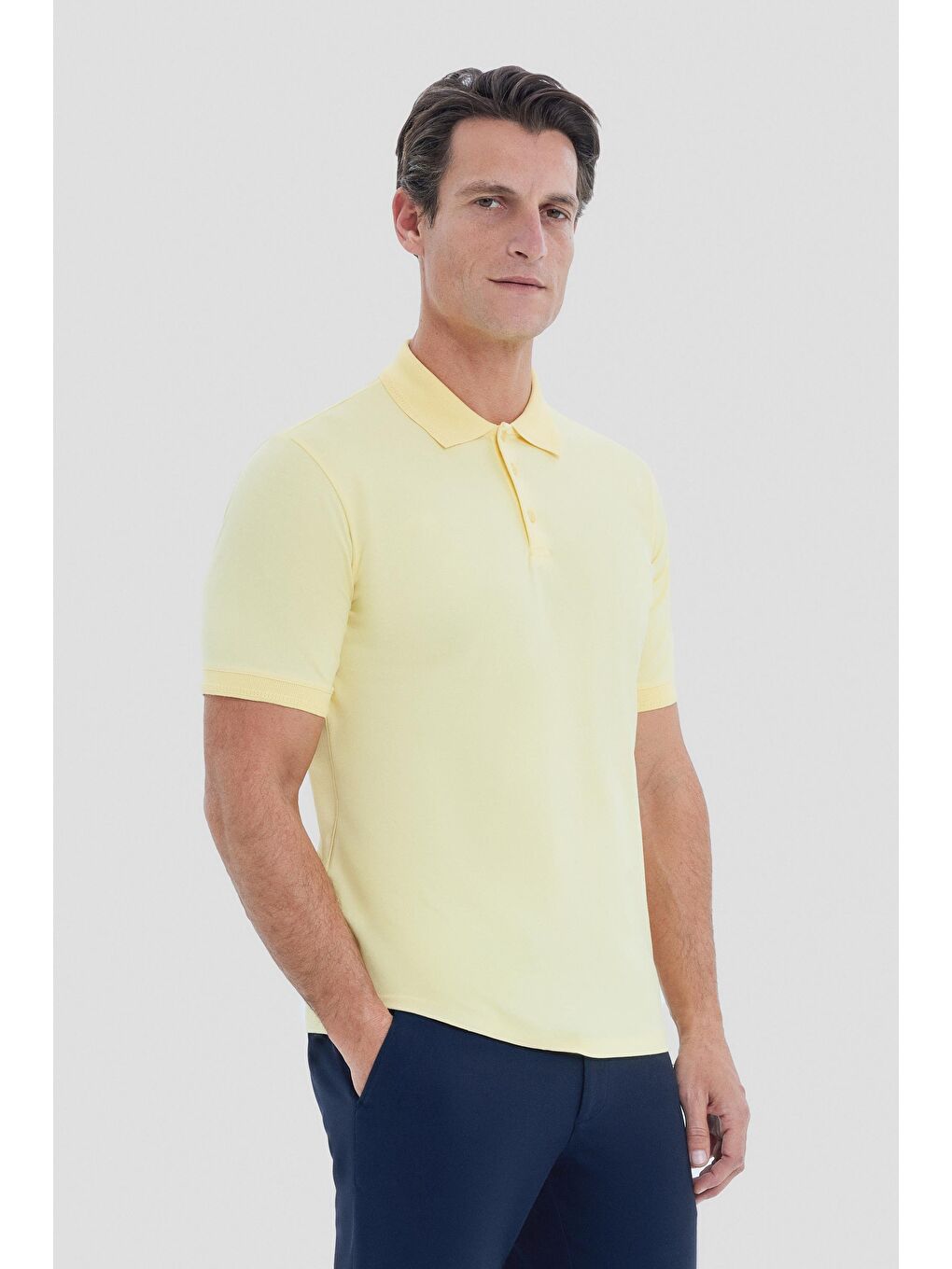 Sarı Regular Fit Basic Polo Yaka Erkek Tişört-3