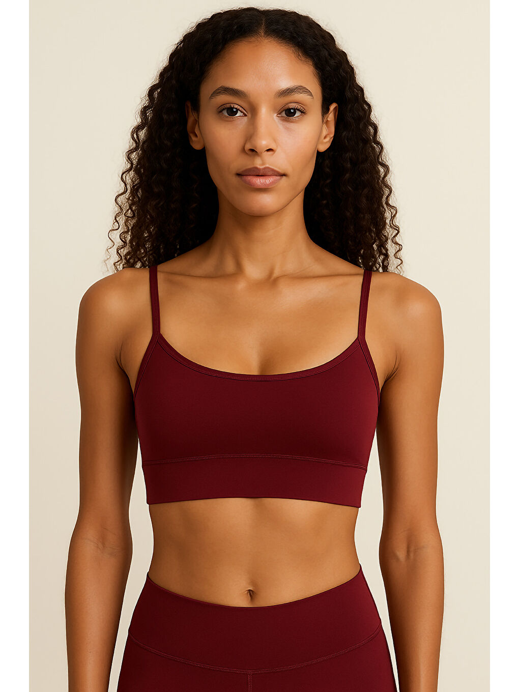 Bordo İnce Askılı Toparlayıcı Spor Büstiyer