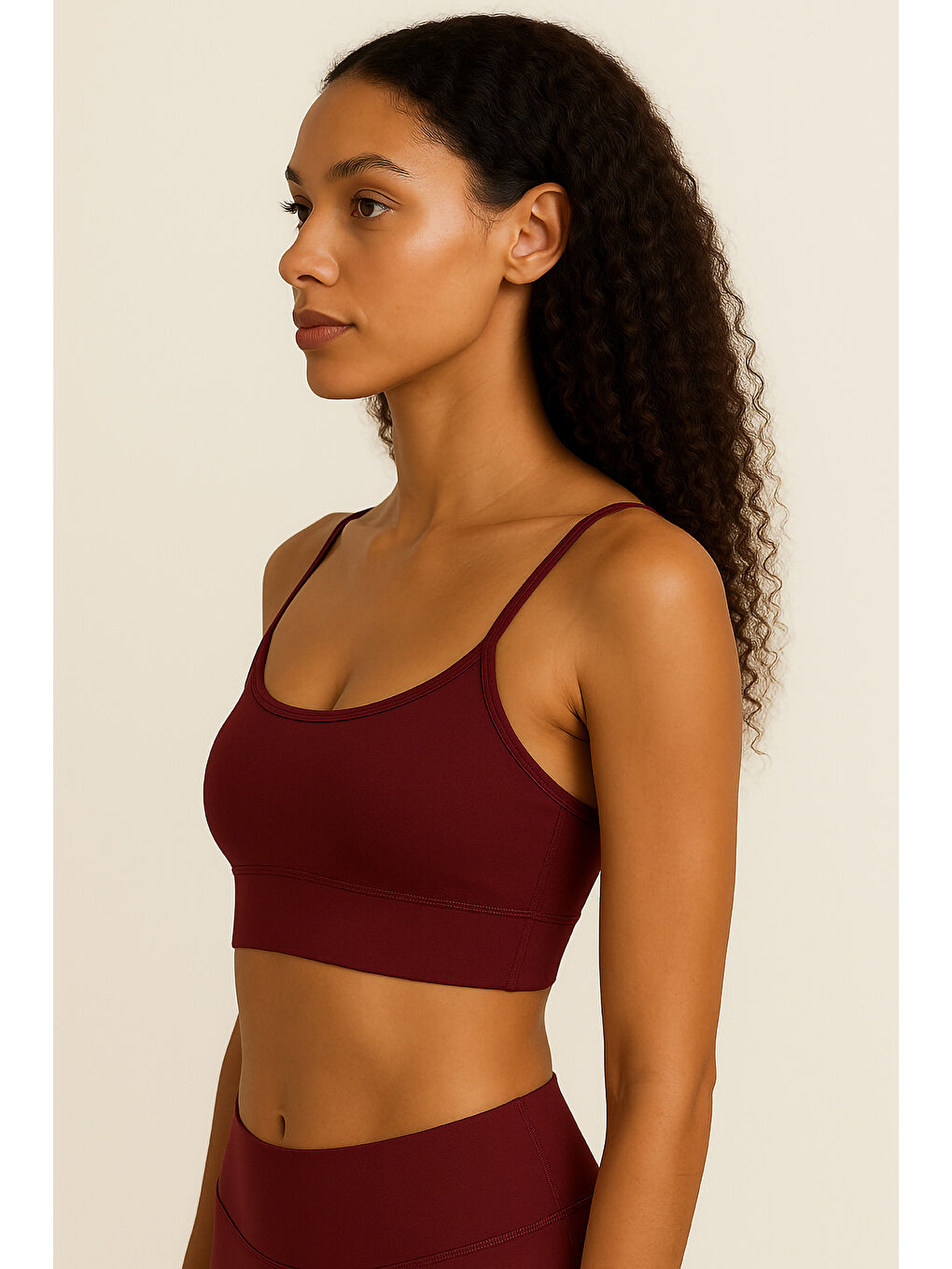 Bordo İnce Askılı Toparlayıcı Spor Büstiyer-1