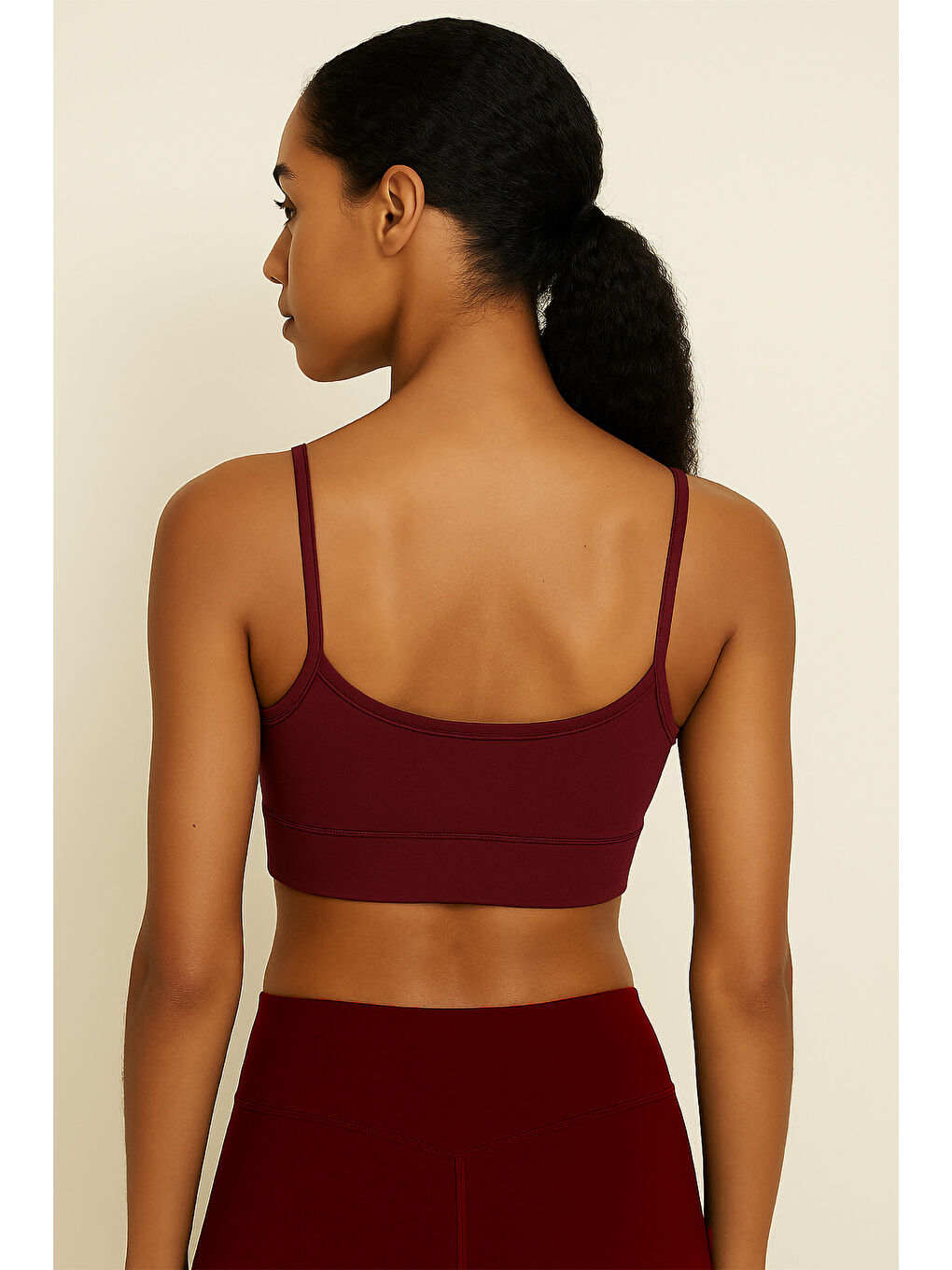 Bordo İnce Askılı Toparlayıcı Spor Büstiyer-2