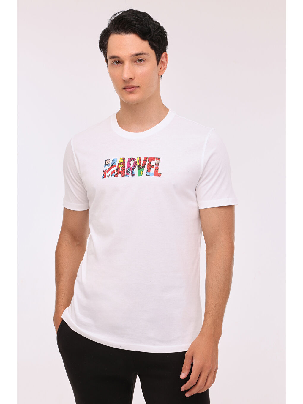 Beyaz ML MARVEL 11LSN1014 4FX KIRIK BEYAZ Erkek Kısa Kol T-Shirt