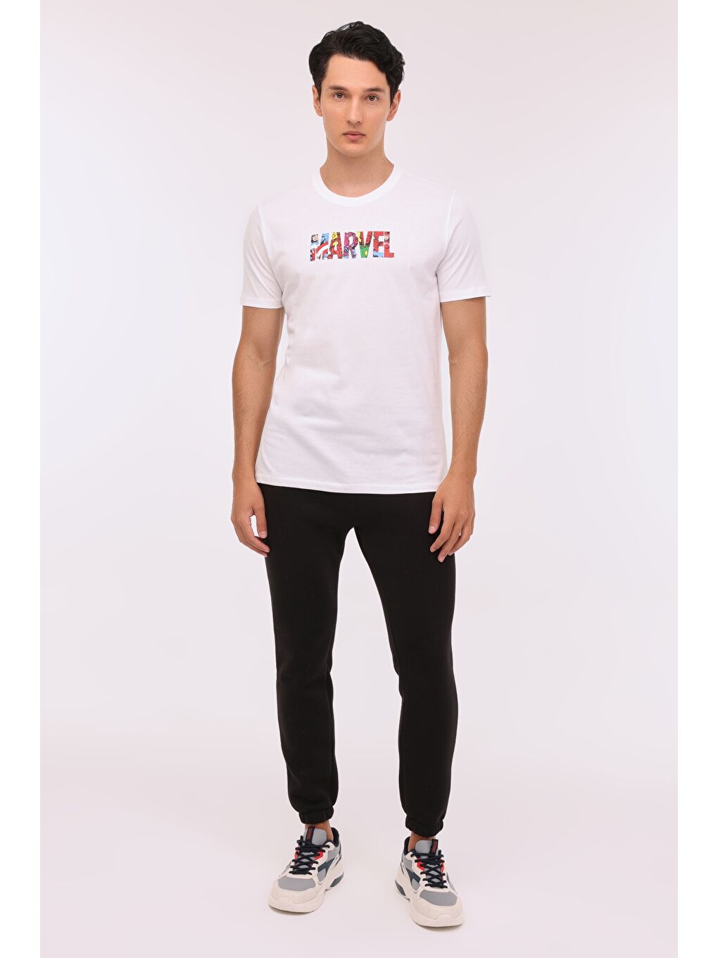 Beyaz ML MARVEL 11LSN1014 4FX KIRIK BEYAZ Erkek Kısa Kol T-Shirt-2