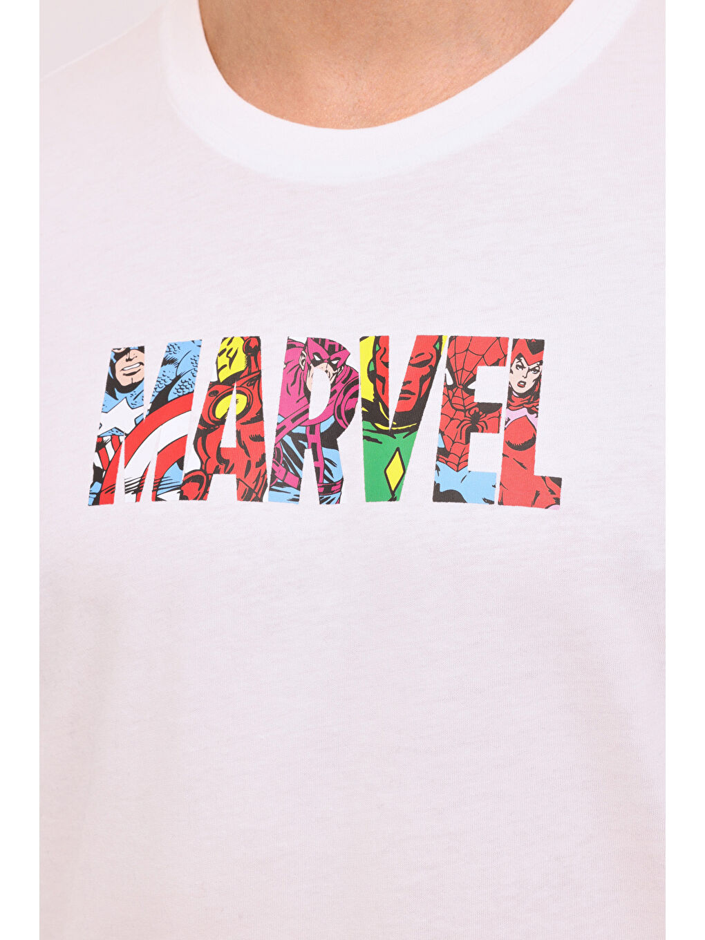 Beyaz ML MARVEL 11LSN1014 4FX KIRIK BEYAZ Erkek Kısa Kol T-Shirt-3