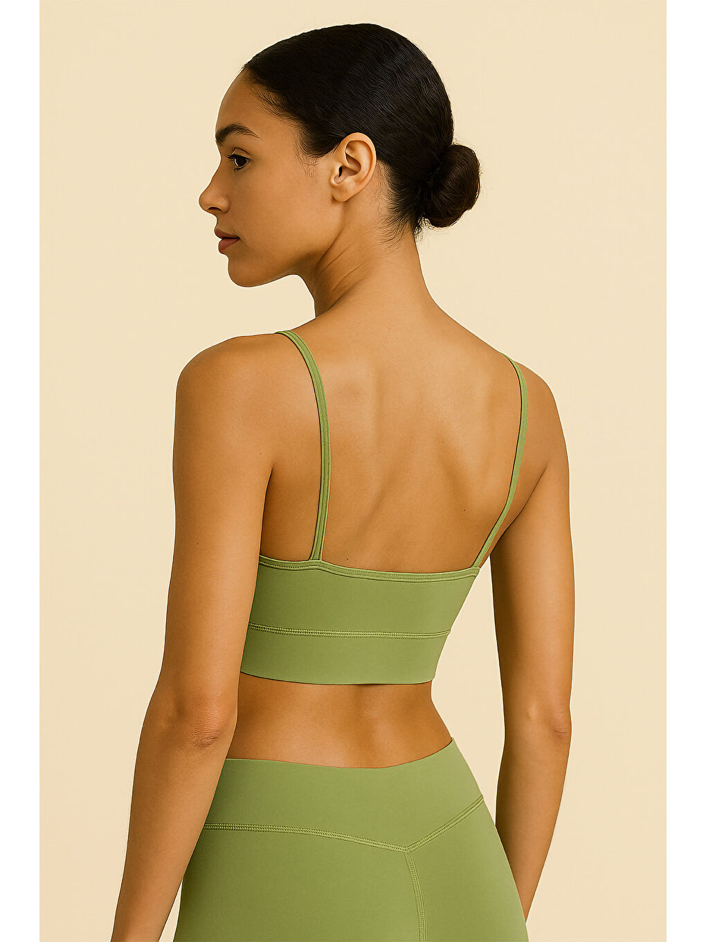 Yeşil İnce Askılı Toparlayıcı Spor Büstiyer-1