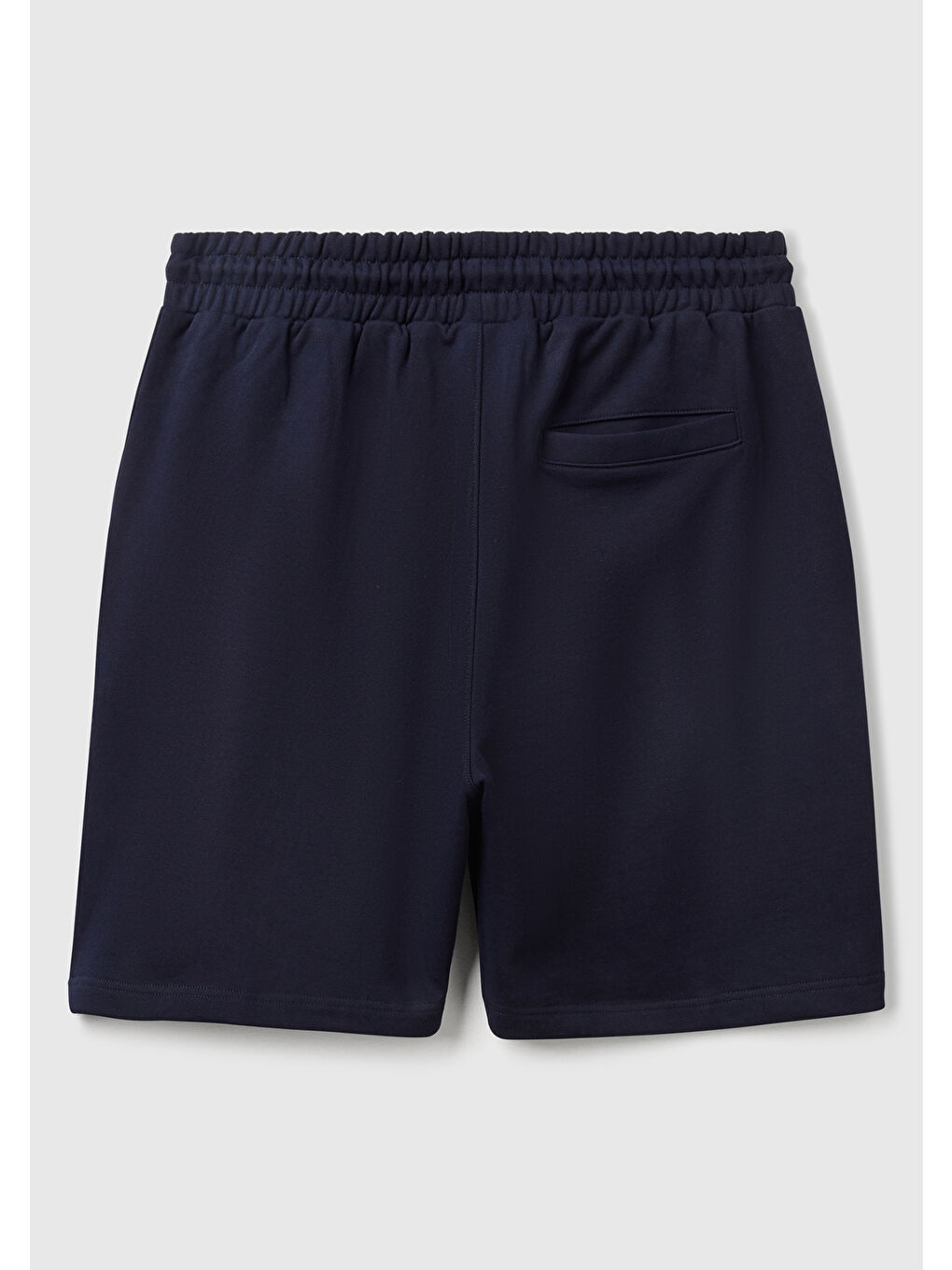 Erkek Lacivert %100 Pamuk Logo Detaylı Beli Büzgü İpli Bermuda Şort-3