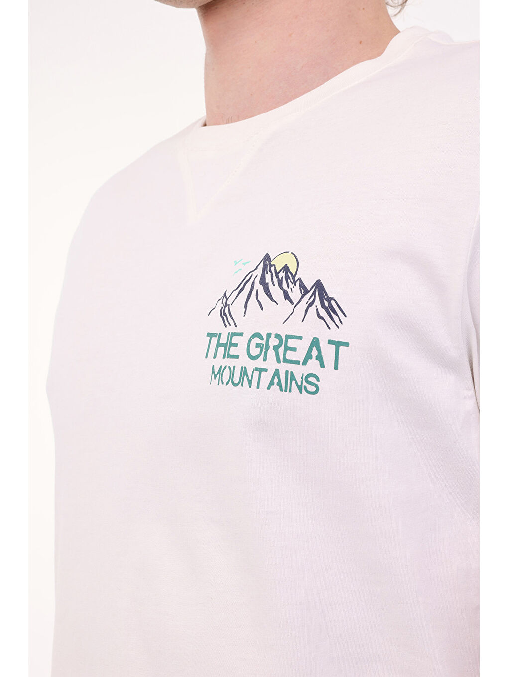 Bej ML FINE 11OTD206 5FX Ekru Erkek Kısa Kol T-Shirt-3