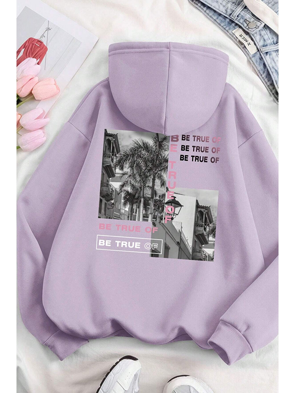 uyguntarz Lila Be True Of Baskılı Sweatshirt - 1