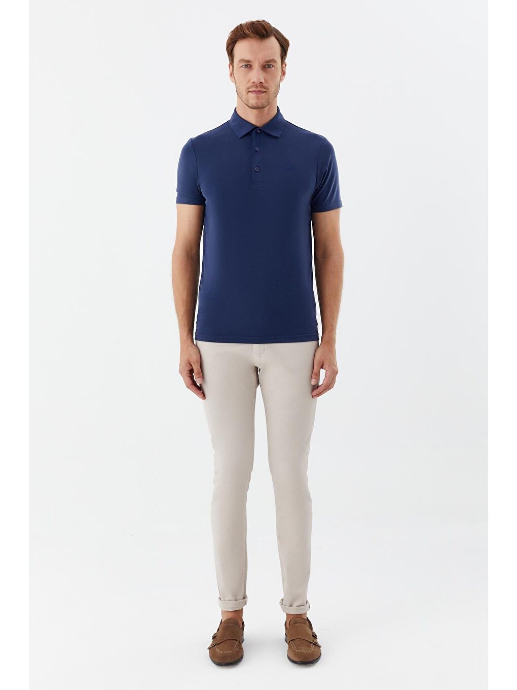 Lacivert Standart Fit Polo Yaka Erkek Tişört-1