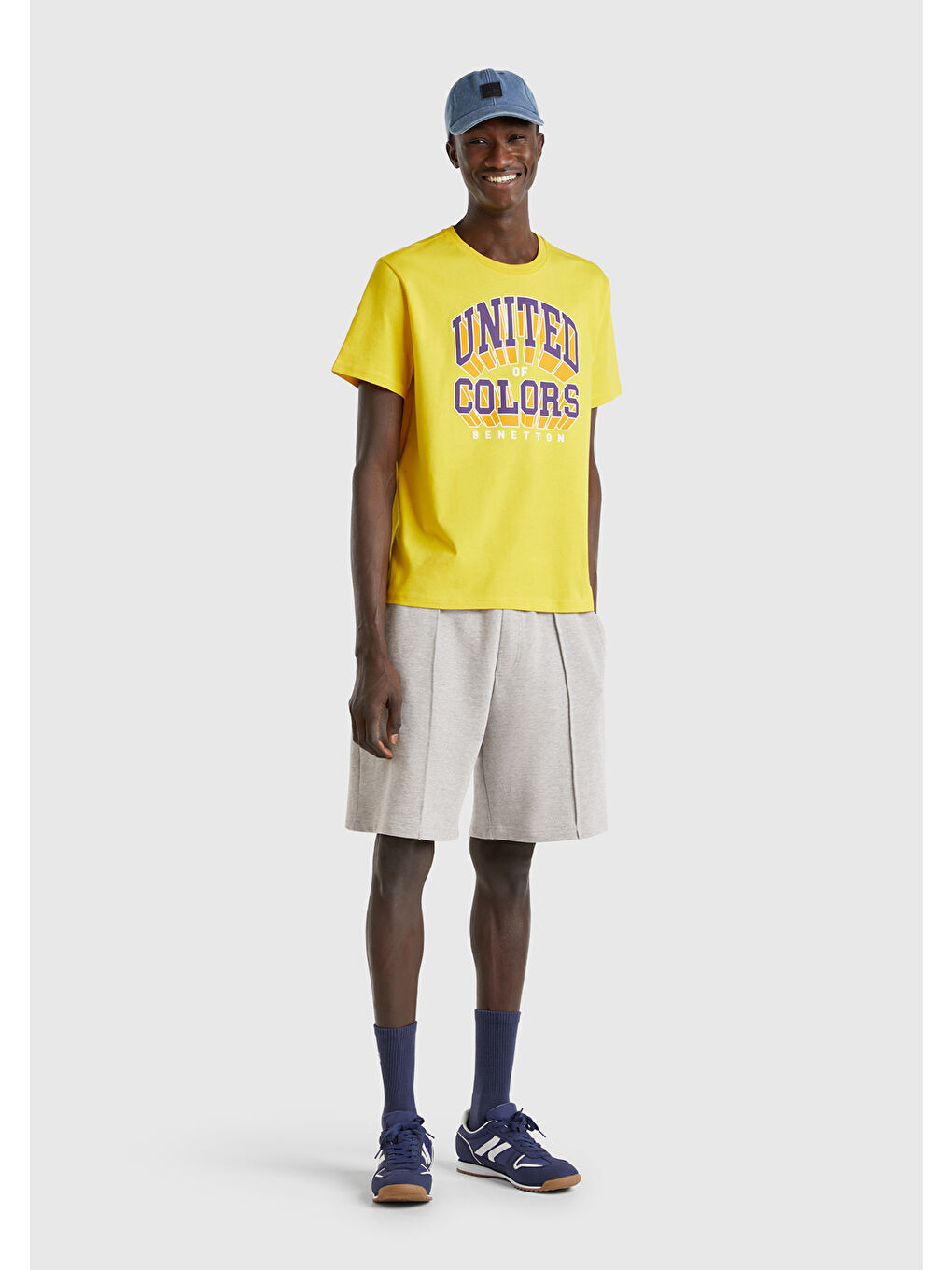 Erkek Gri Melanj %100 Pamuk Logo Detaylı Beli Büzgü İpli Bermuda Şort-4