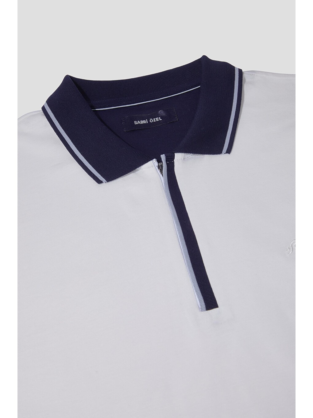 Fermuarlı Polo Yaka Erkek Tişört Beyaz-2