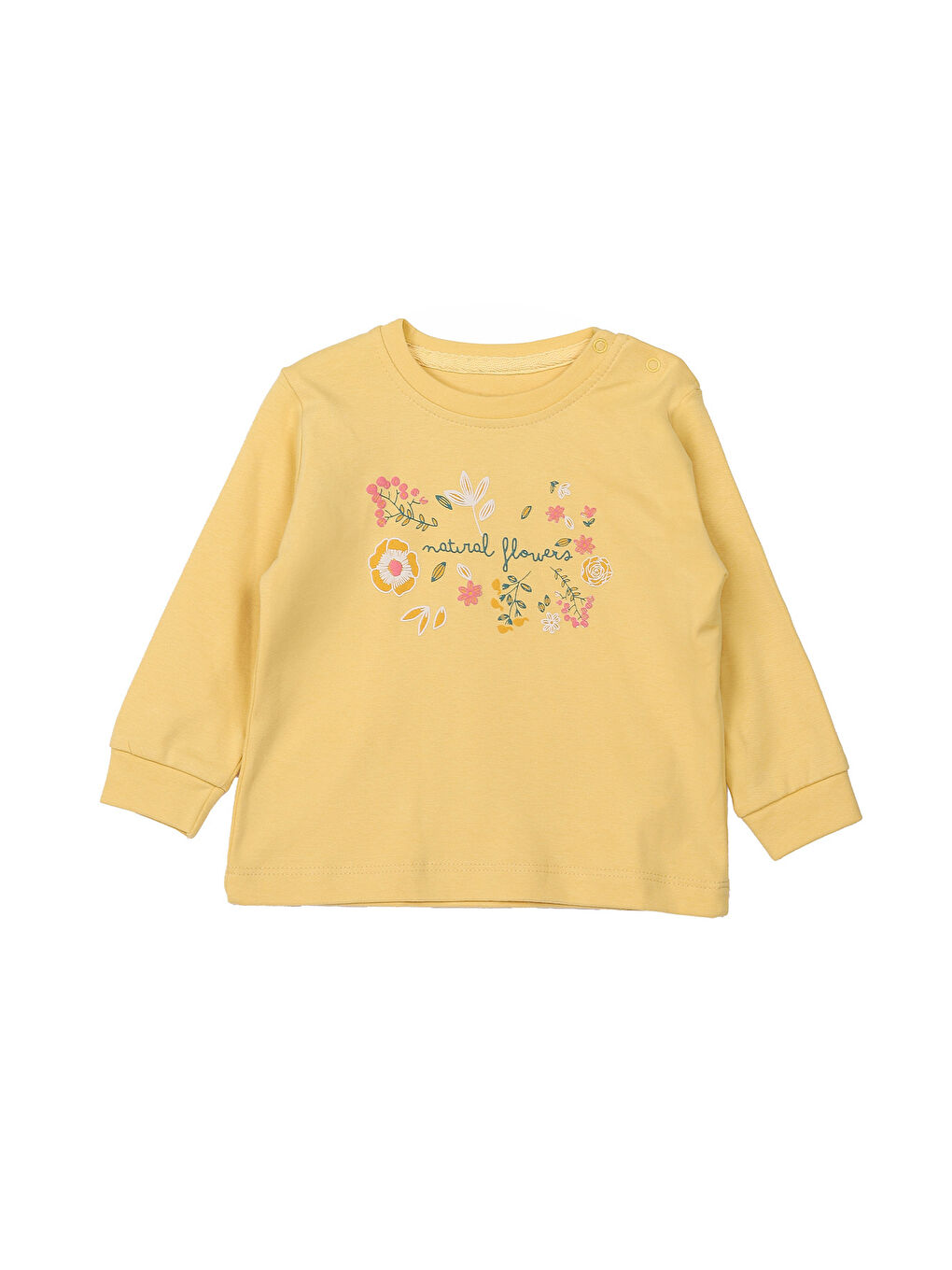 KİKO Sarı Flowers Baskılı Kız Bebek Sweatshirt 2'Li - 1