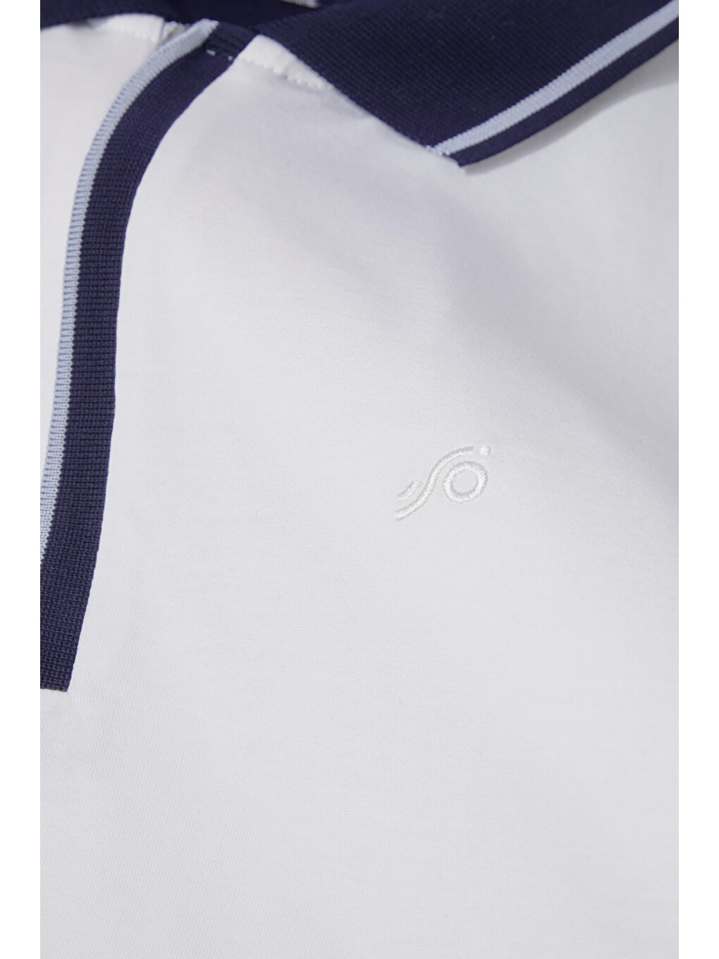 Fermuarlı Polo Yaka Erkek Tişört Beyaz-6