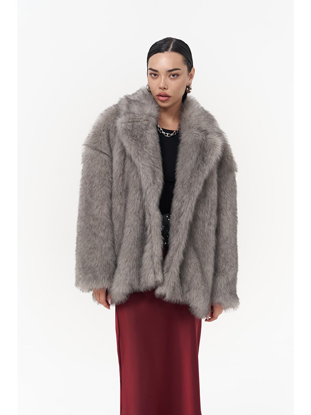 Etenia Gri Kürk Blazer