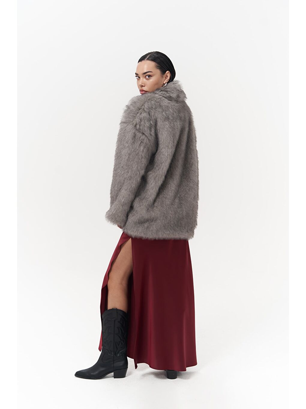 Etenia Gri Kürk Blazer-2