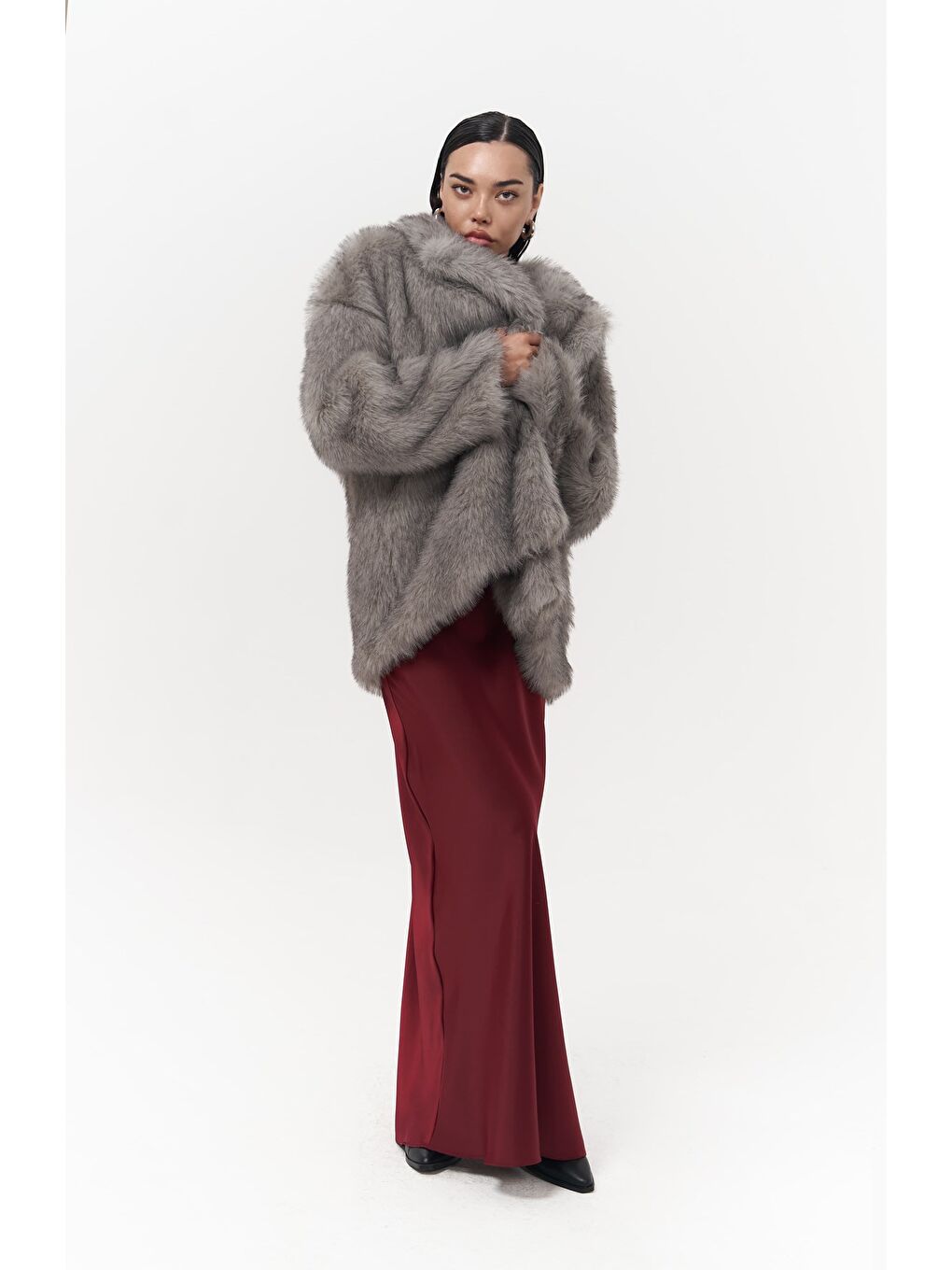 Etenia Gri Kürk Blazer-4