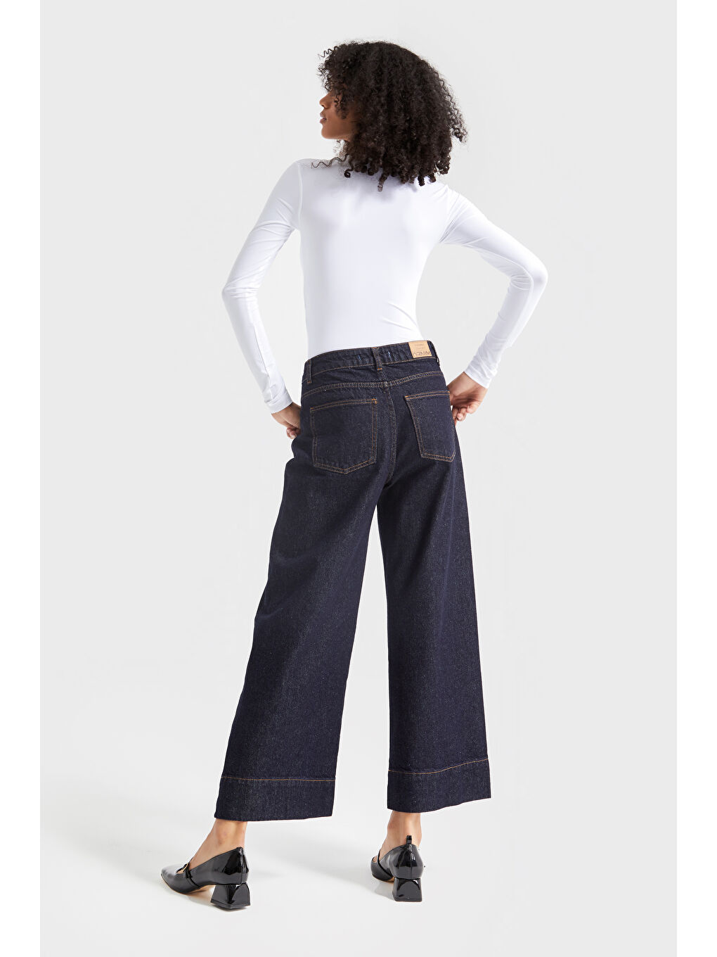 it's basic Kadın İndigo Renk Culotte Fit Su Yıkama Geniş Paça Denim - 2