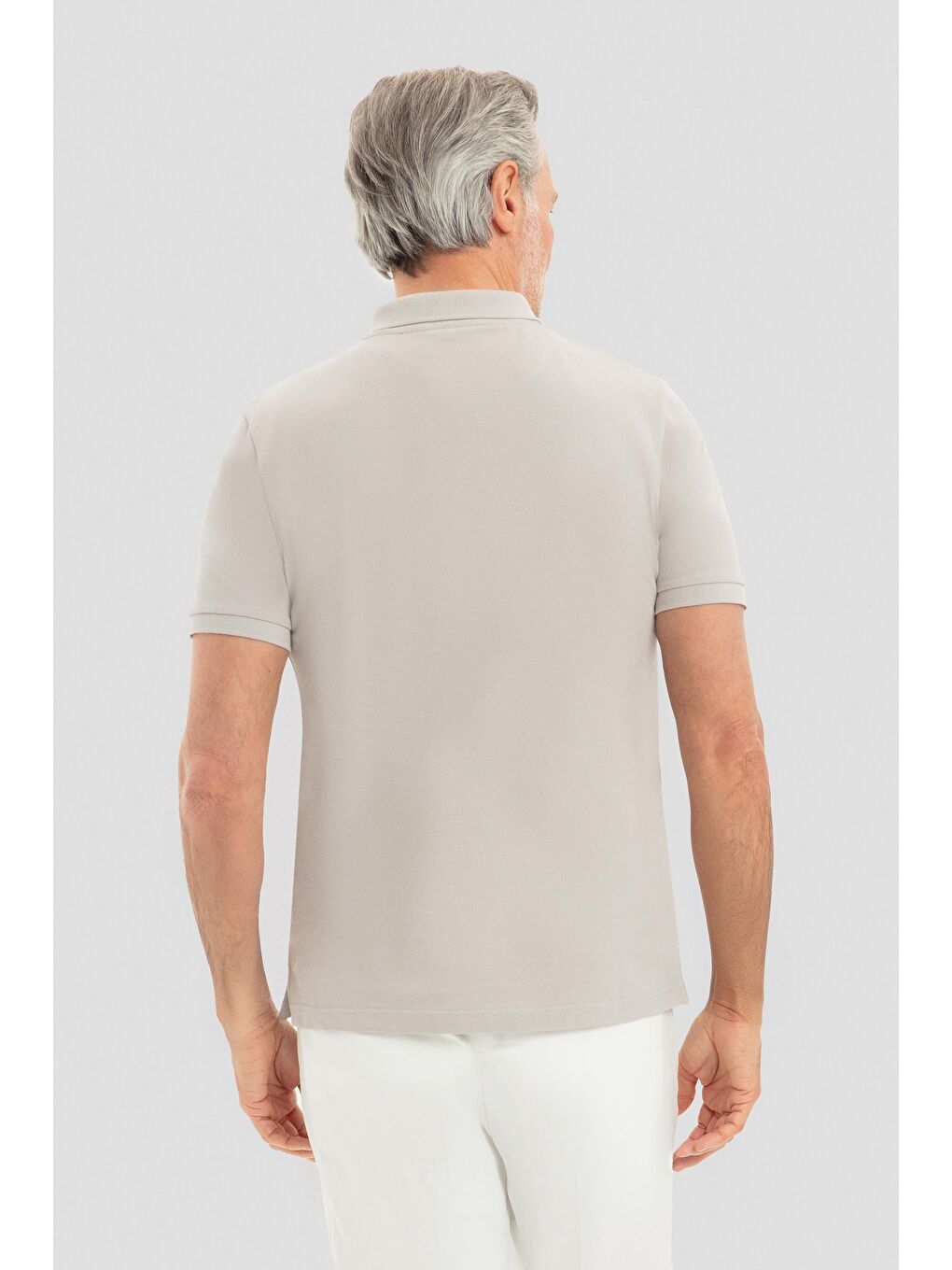 Gri Regular Fit %100 Pamuklu Polo Yaka Tişört-2