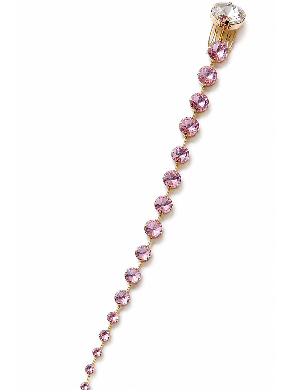 Pembe Kristal Sarkıt Model Taraklı Gümüş Kaplama Saç Aksesuarı-1