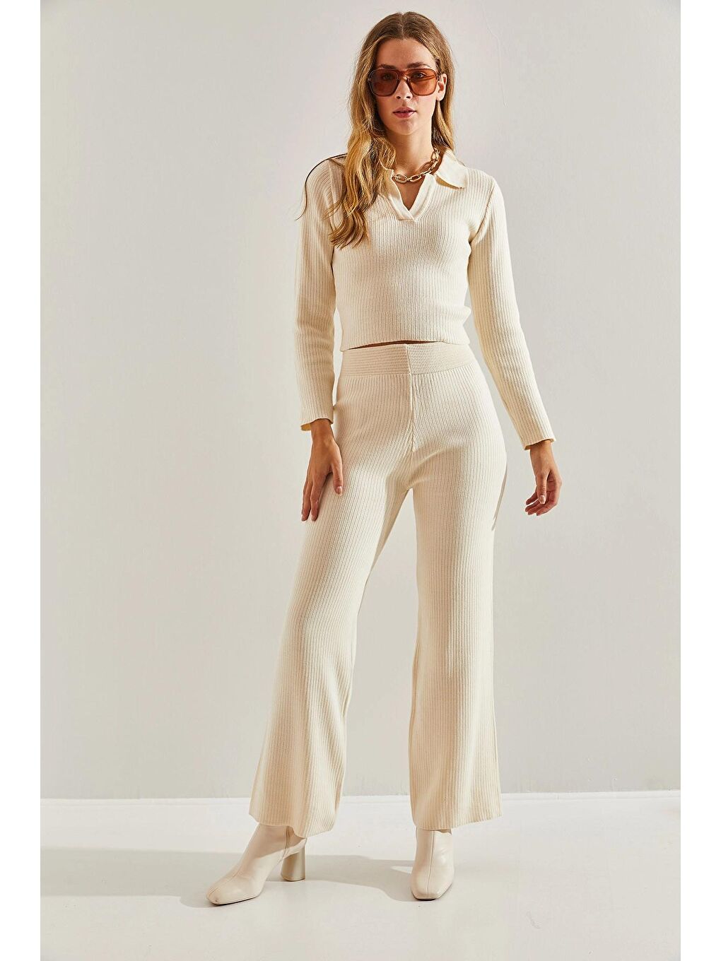 Bej Kadın Triko Alt Üst Takım