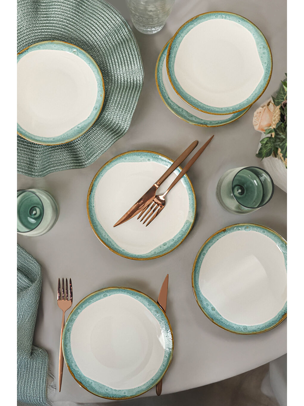 Karışık Turkuaz Wave Ege Pasta Tabağı 20 Cm 6 Adet-3