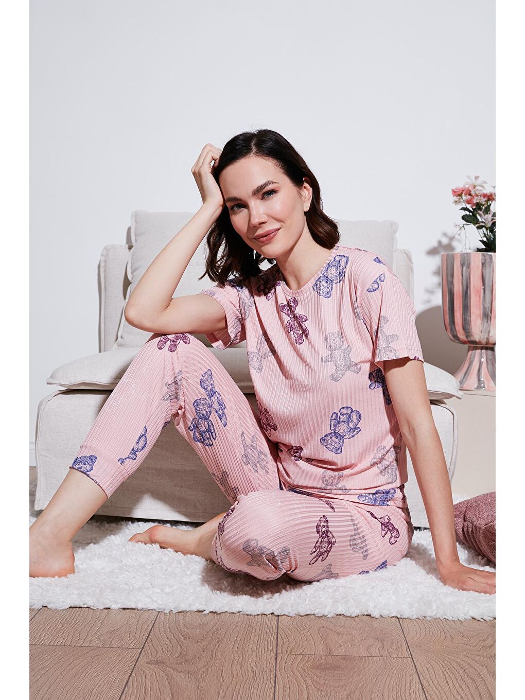 Lela Pembe Regular Fit Kısa Kollu Pijama Takımı Kadın PİJAMA TAKIMI 65740104