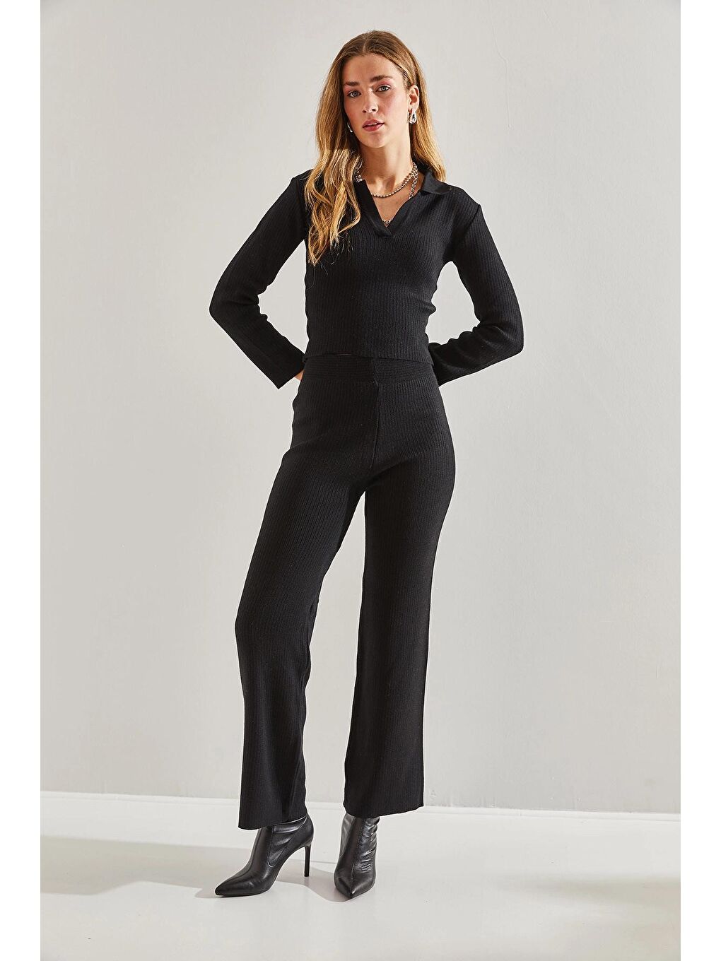 Siyah Kadın Triko Alt Üst Takım-2