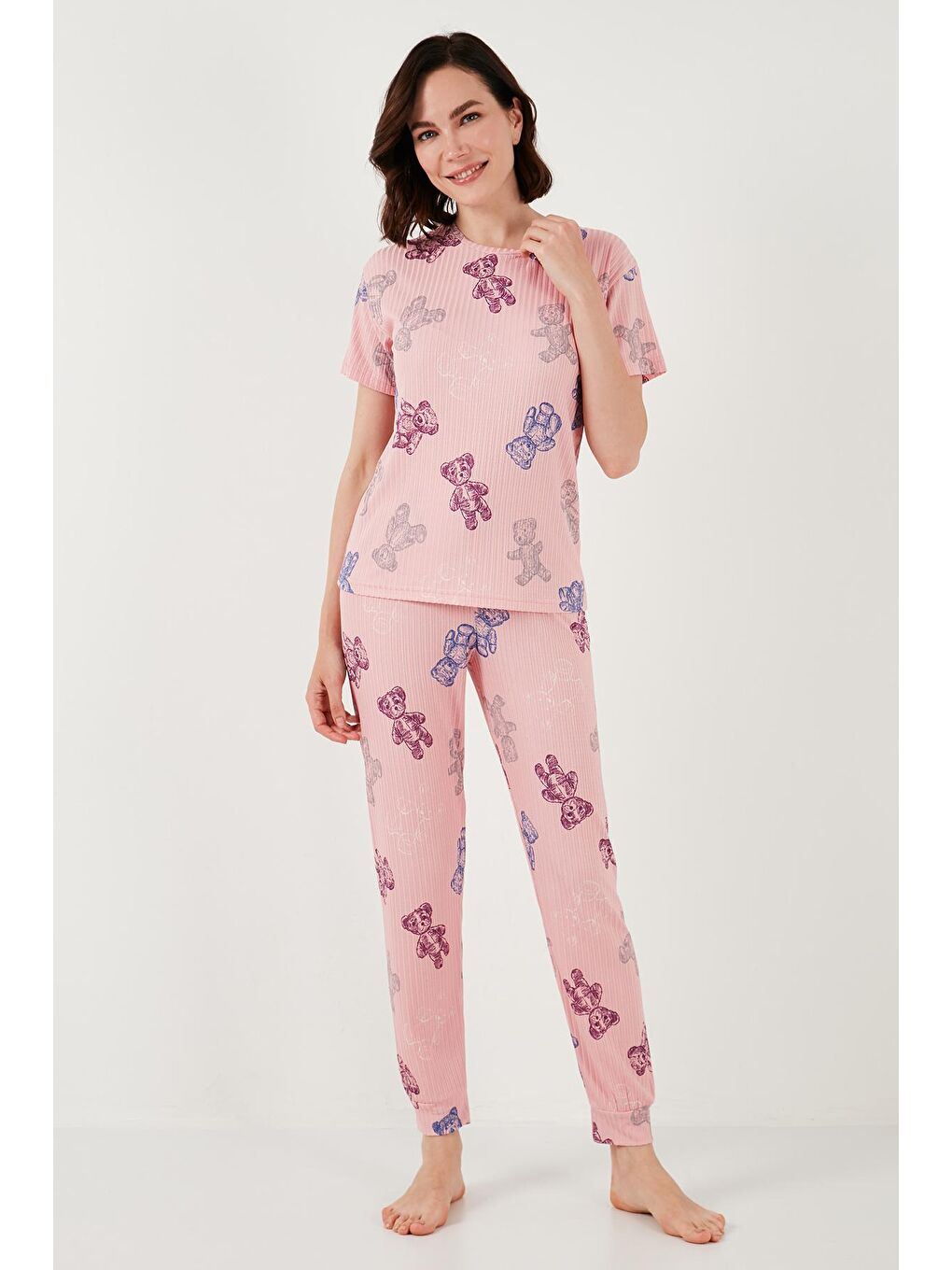 Lela Pembe Regular Fit Kısa Kollu Pijama Takımı Kadın PİJAMA TAKIMI 65740104 - 1