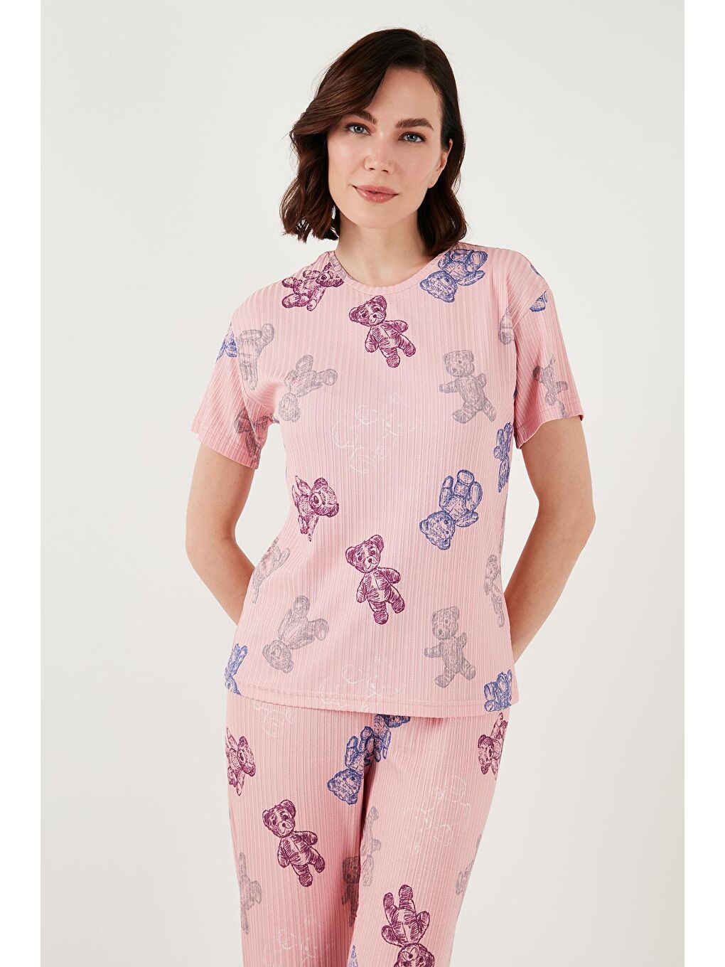 Lela Pembe Regular Fit Kısa Kollu Pijama Takımı Kadın PİJAMA TAKIMI 65740104 - 2