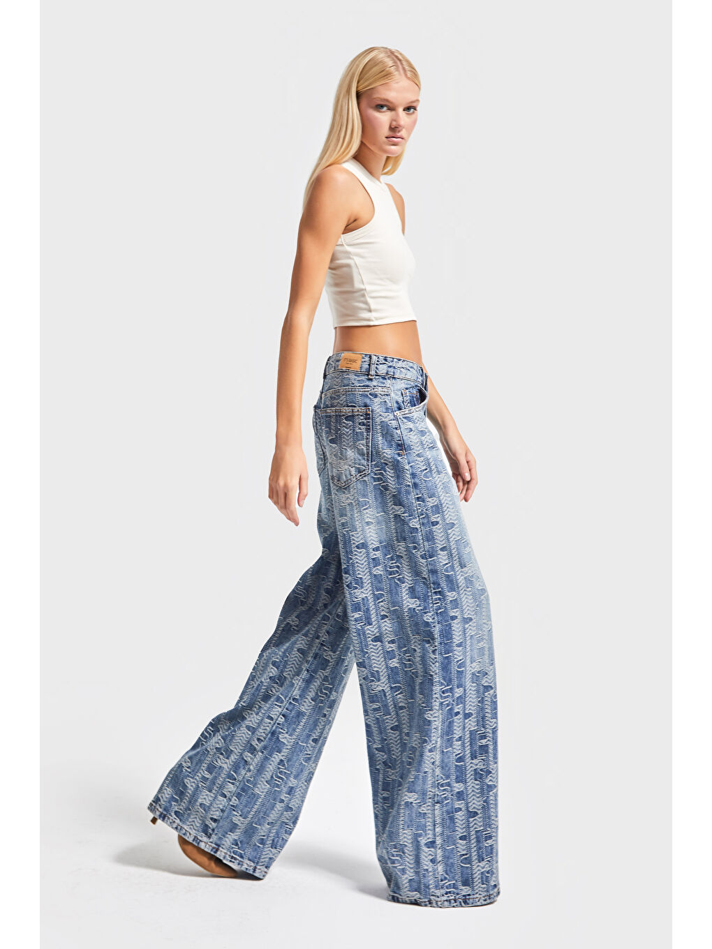 Mavi Kadın T.Kot Rengi 4w5-32 Palazzo Fit %100 Pamuk Özel Tasarım Kumaş Denim Jean-1