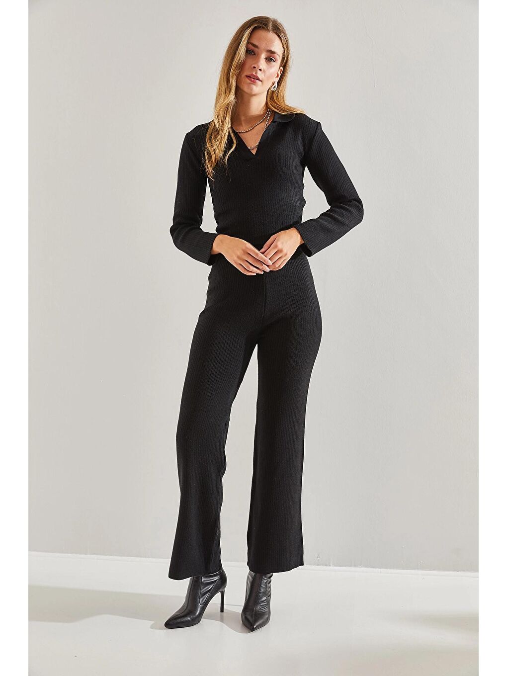 Siyah Kadın Triko Alt Üst Takım-4