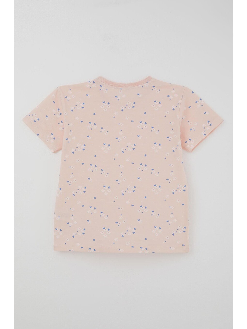 Pembe Kız Çocuk Şortlu Pijama Takımı Çiçek Desenli Pudra (4-8 Yaş)-3