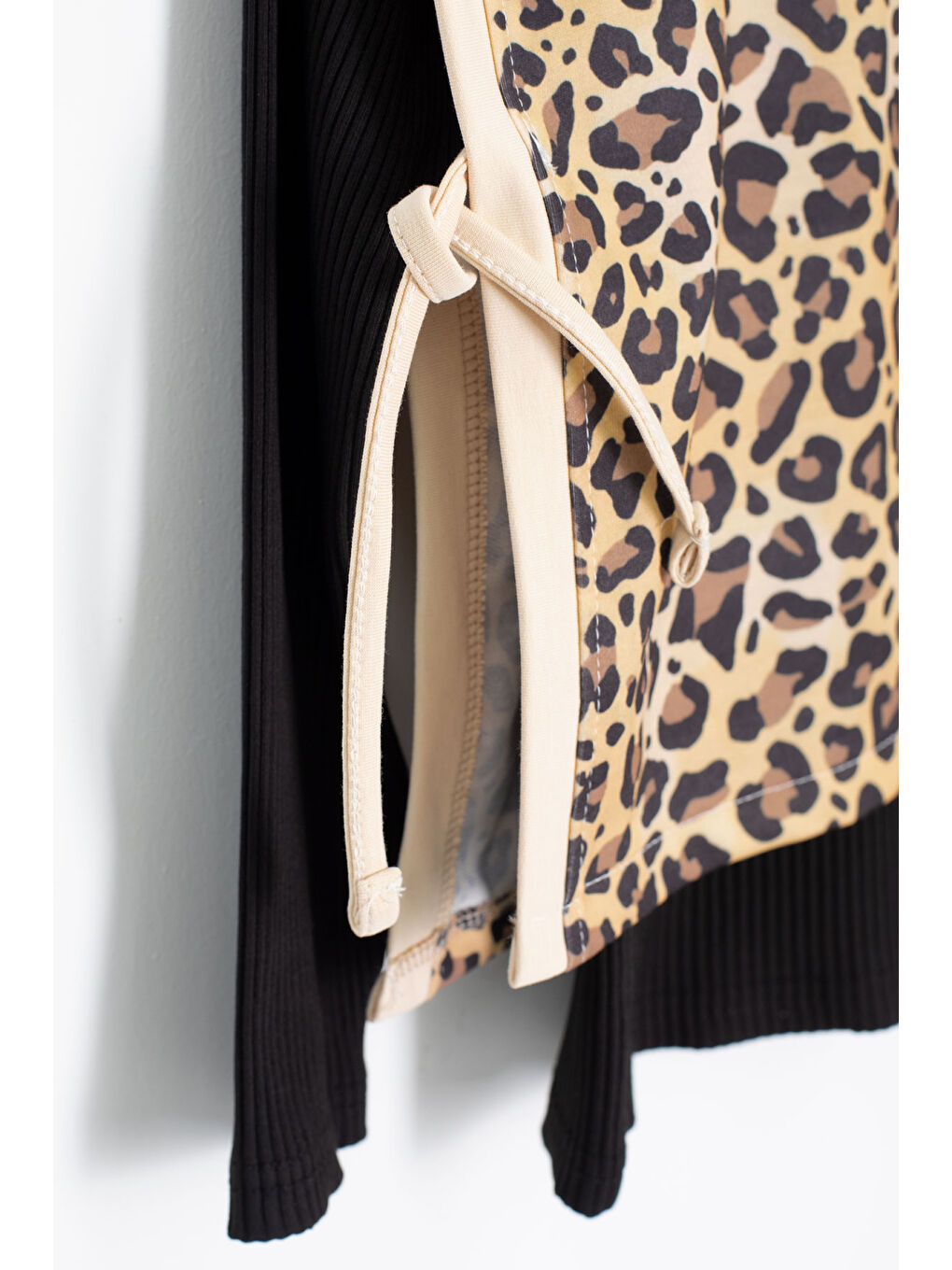 Ekru Krem Leopar Desenli Süveterli Badili Kız Çocuk Pantolonlu 3lü Takım 20665-2