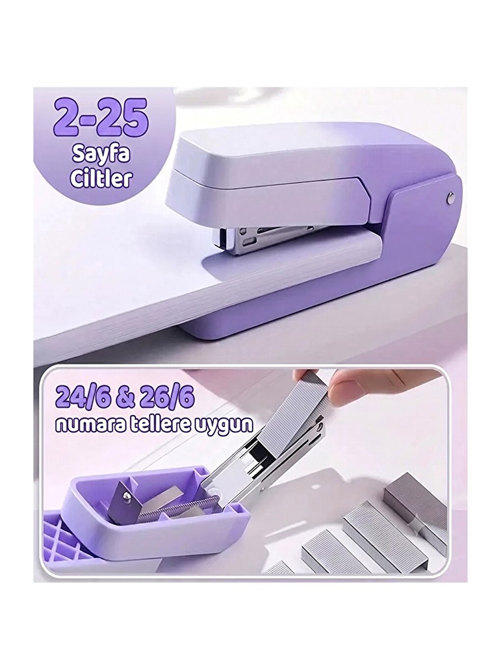 Beyaz Zımba Makinesi 24/6 1 Adet Fixpoint P-4550 Pastel Renkler Büyük Zımba Makinası Ve Teli 20 25 S-1