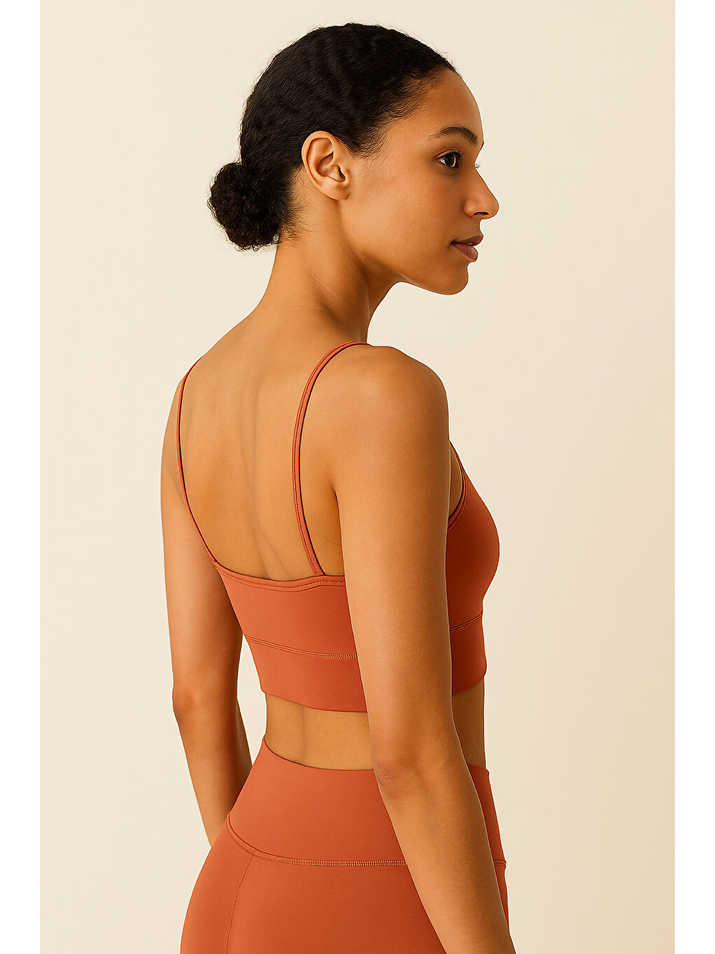 Kahverengi İnce Askılı Toparlayıcı Spor Büstiyer-1