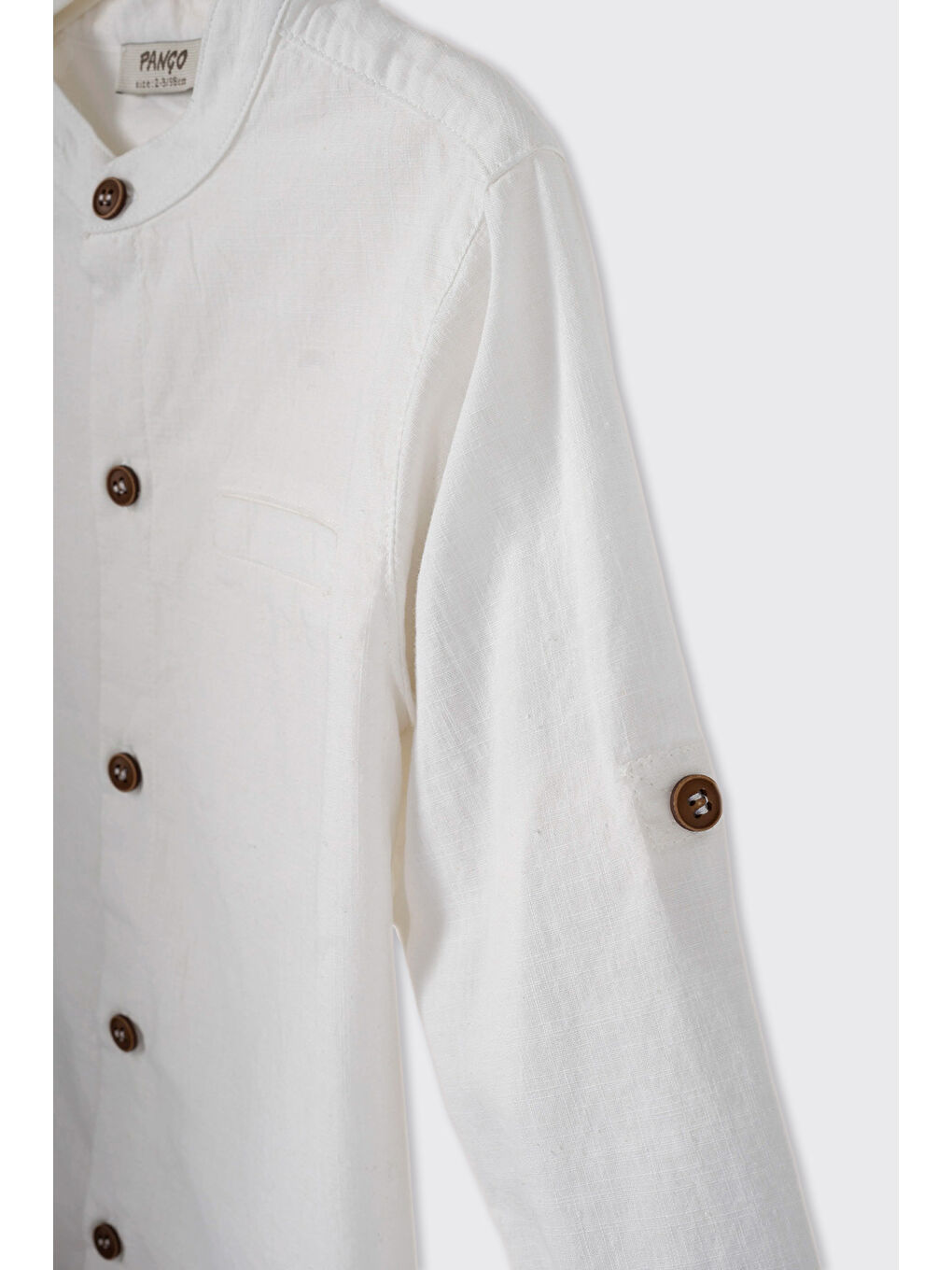 Erkek Bebek Keten Beyaz Gömlek-1