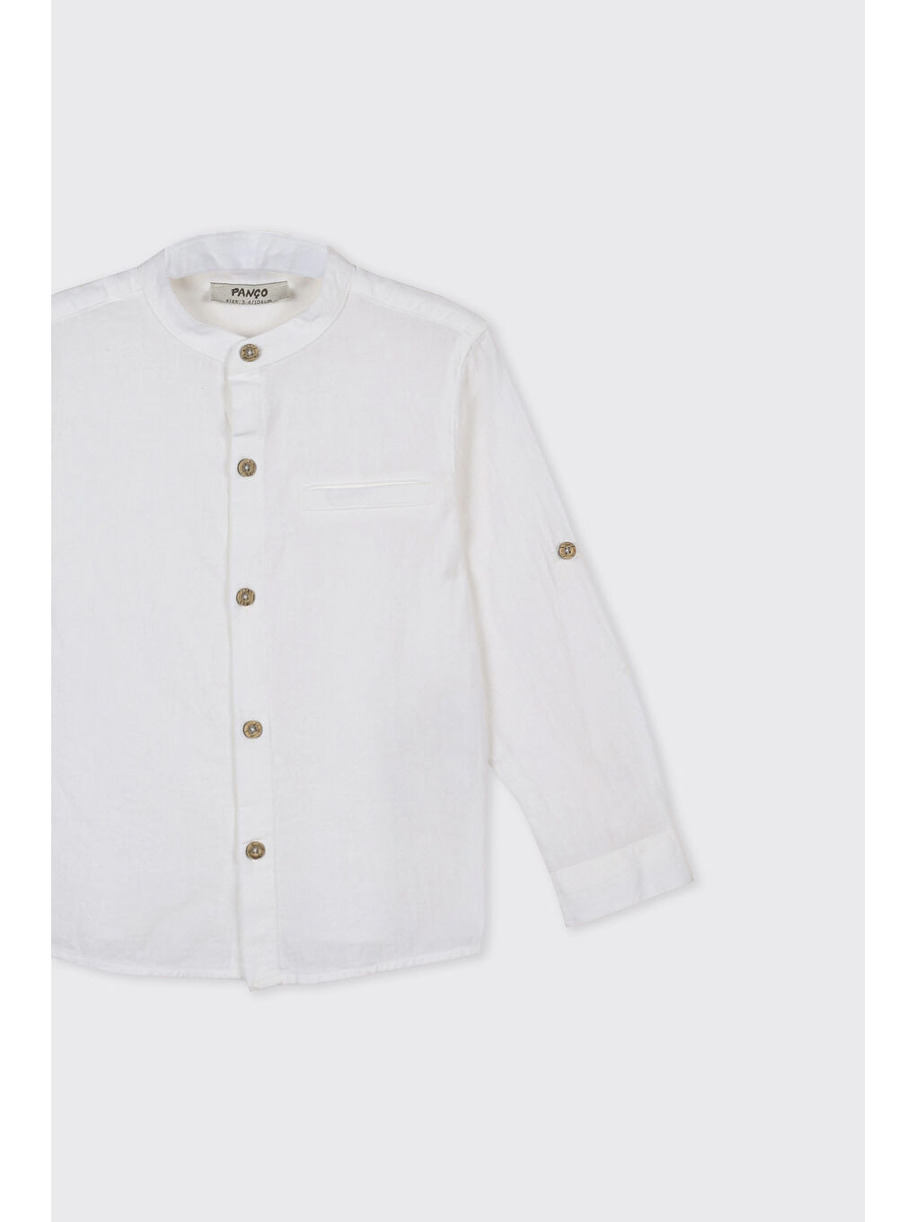 Erkek Bebek Keten Beyaz Gömlek-3