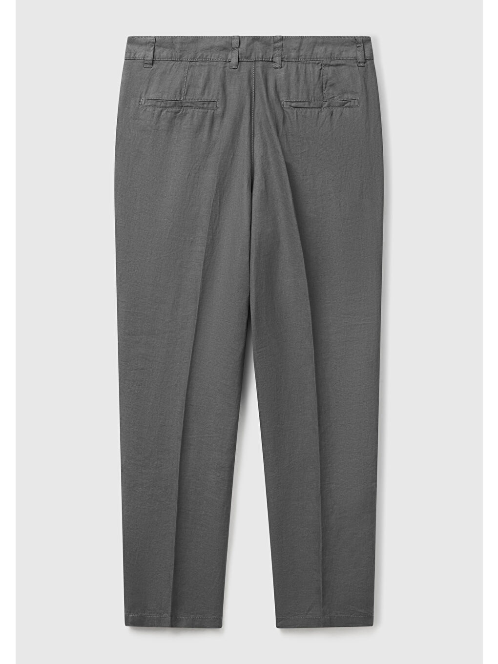 Erkek Gri %100 Keten Pantolon-3