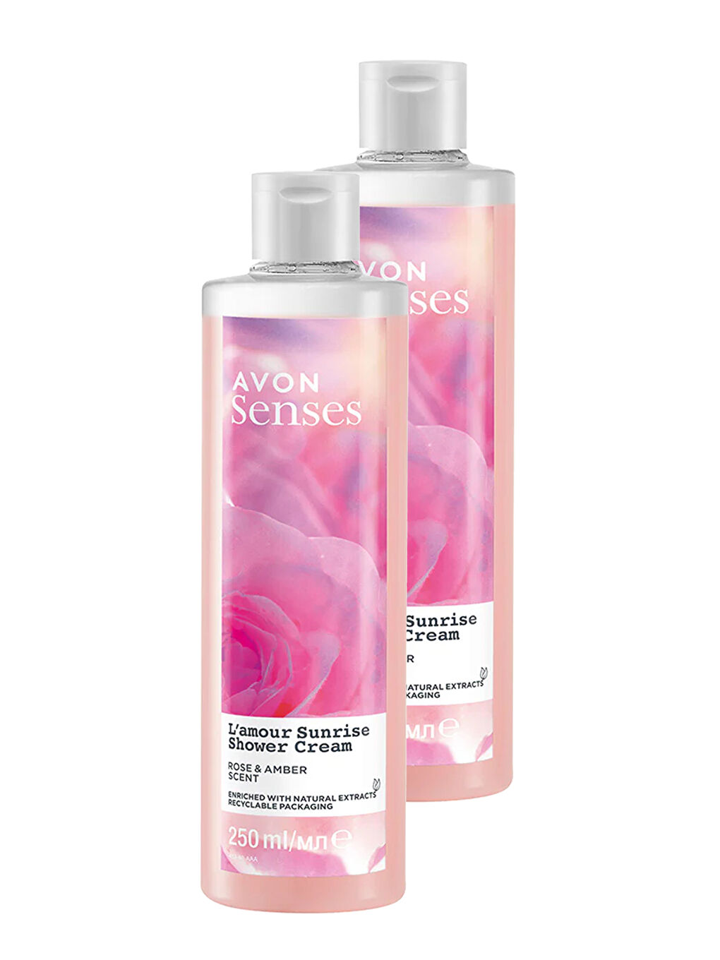 AVON Renksiz L'amour Sunrise Gül ve Amber Kokulu Krem Duş Jeli 250 Ml. İkili Set