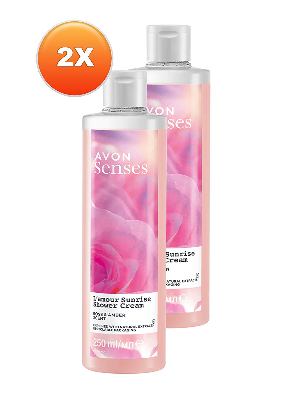 AVON Renksiz L'amour Sunrise Gül ve Amber Kokulu Krem Duş Jeli 250 Ml. İkili Set - 1