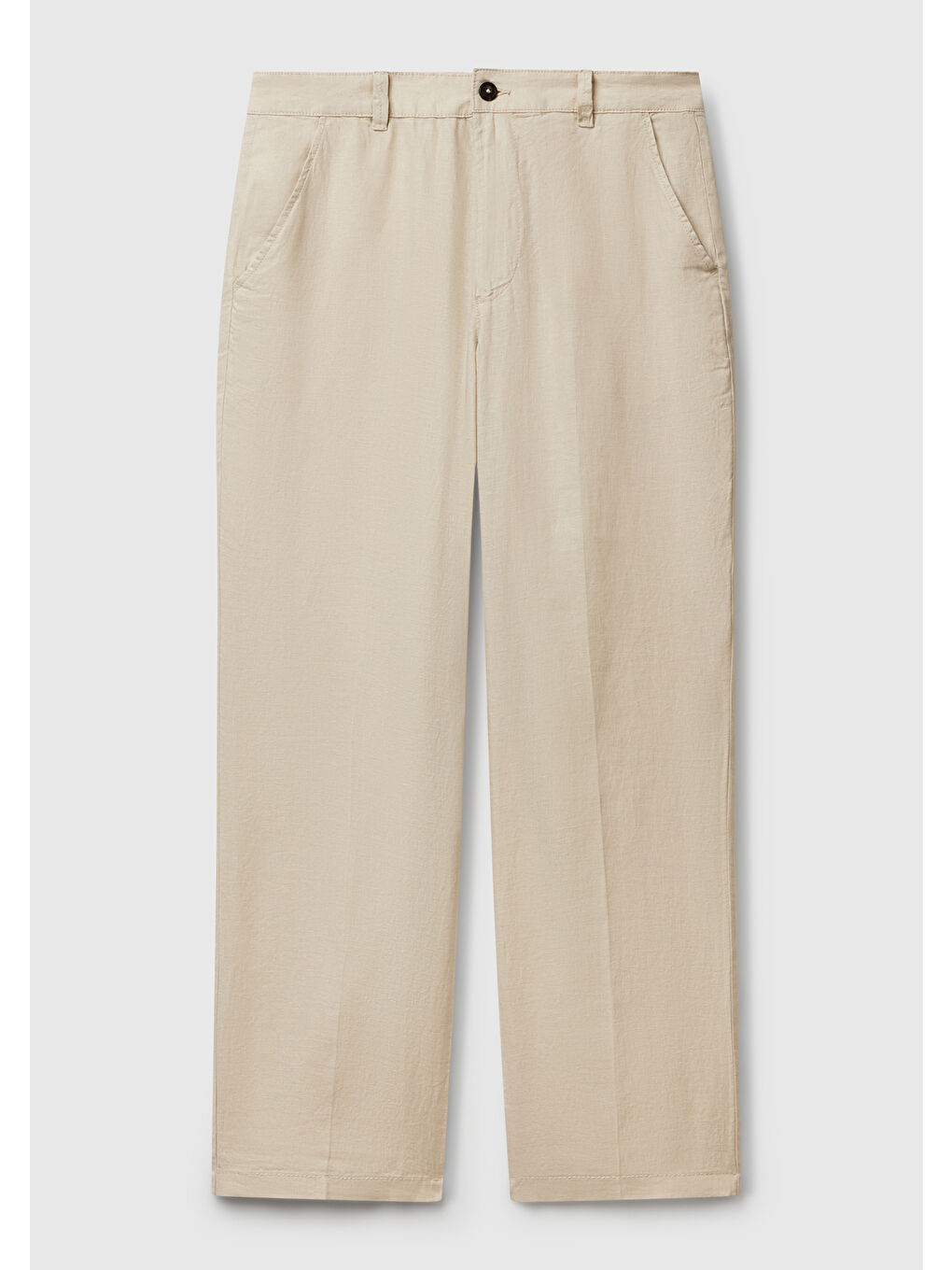 Bej Erkek Taş Rengi %100 Keten Pantolon-1