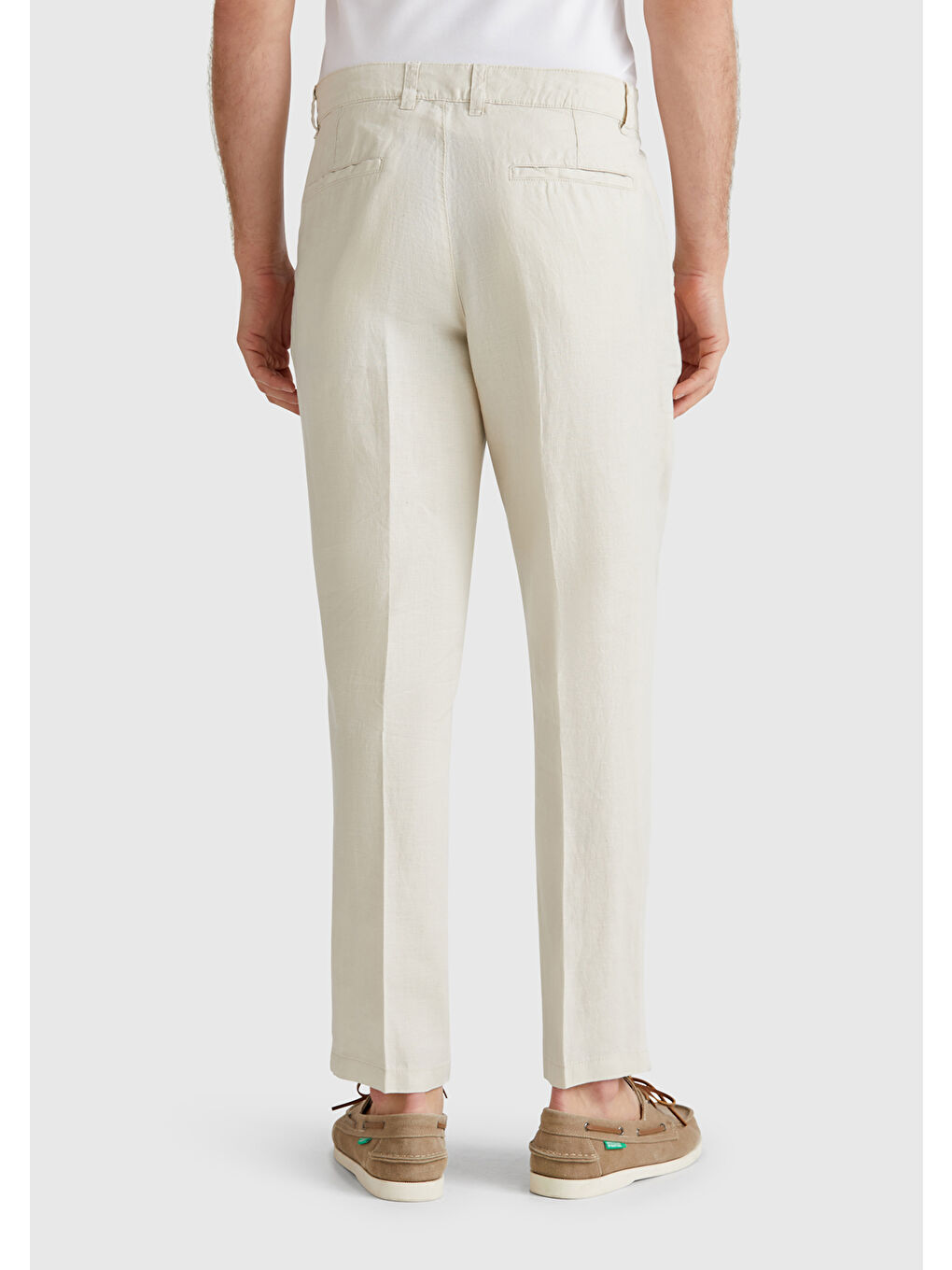 Bej Erkek Taş Rengi %100 Keten Pantolon-2