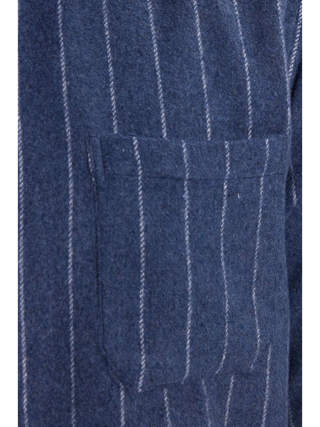 Karışık Erkek Regular Fit Klasik Kesim Çizgili Çift Cep Kapaklı Oduncu Gömlek-5