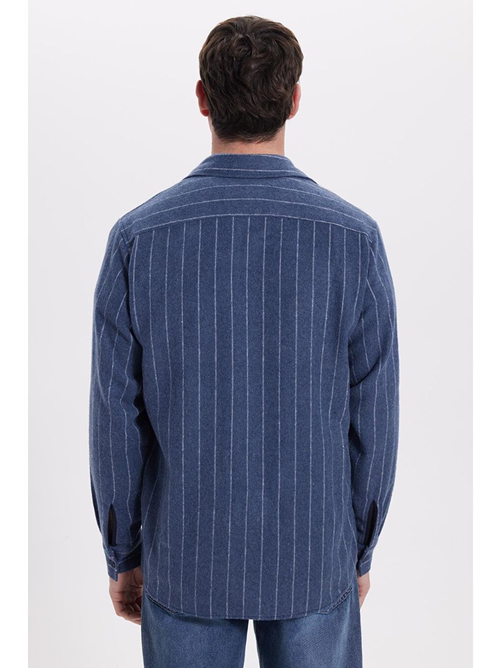 Karışık Erkek Regular Fit Klasik Kesim Çizgili Çift Cep Kapaklı Oduncu Gömlek-6