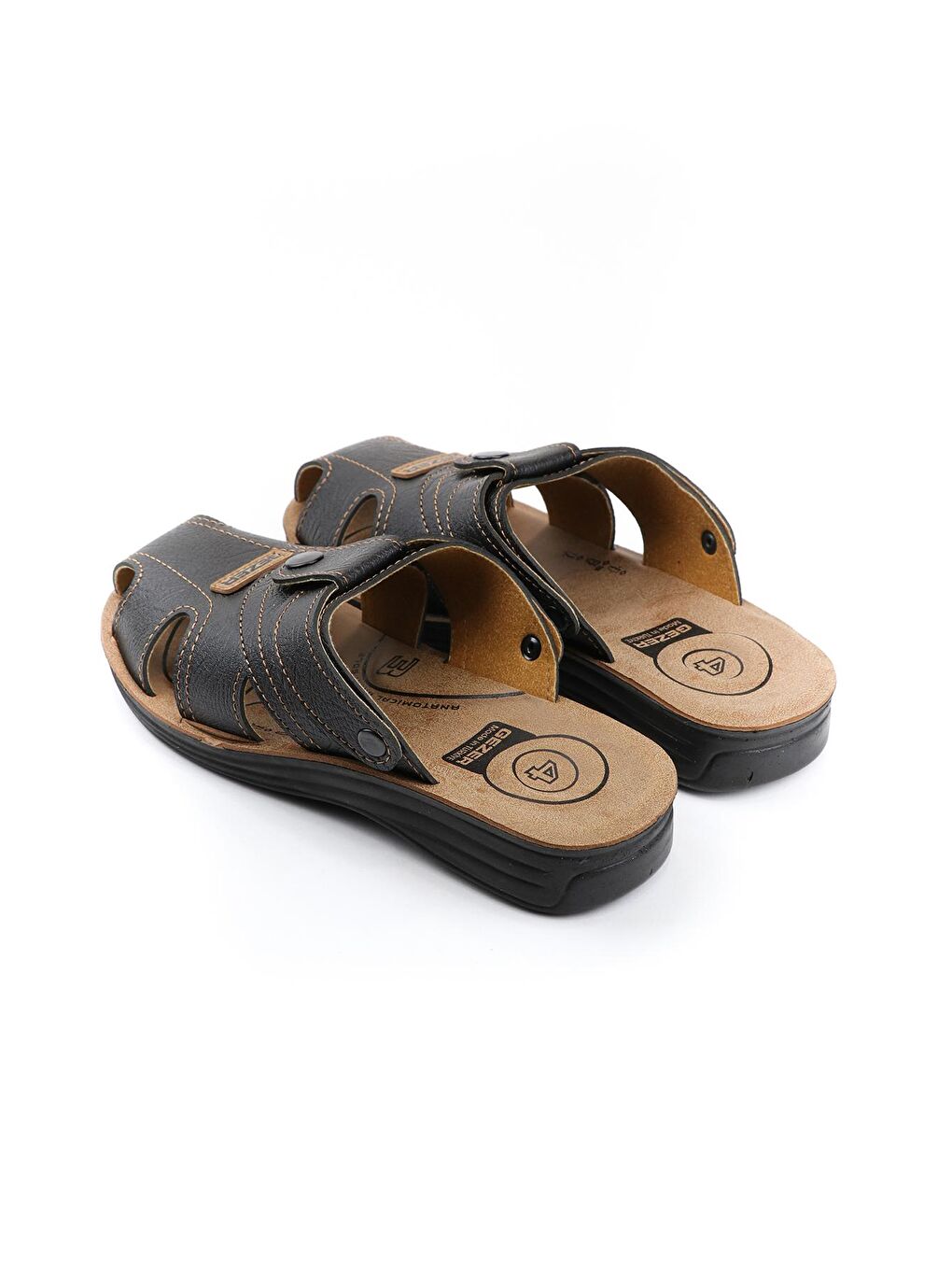 Siyah Yazlık Erkek Çıtçıtlı Ayarlanabilir Terlik-Sandalet-2