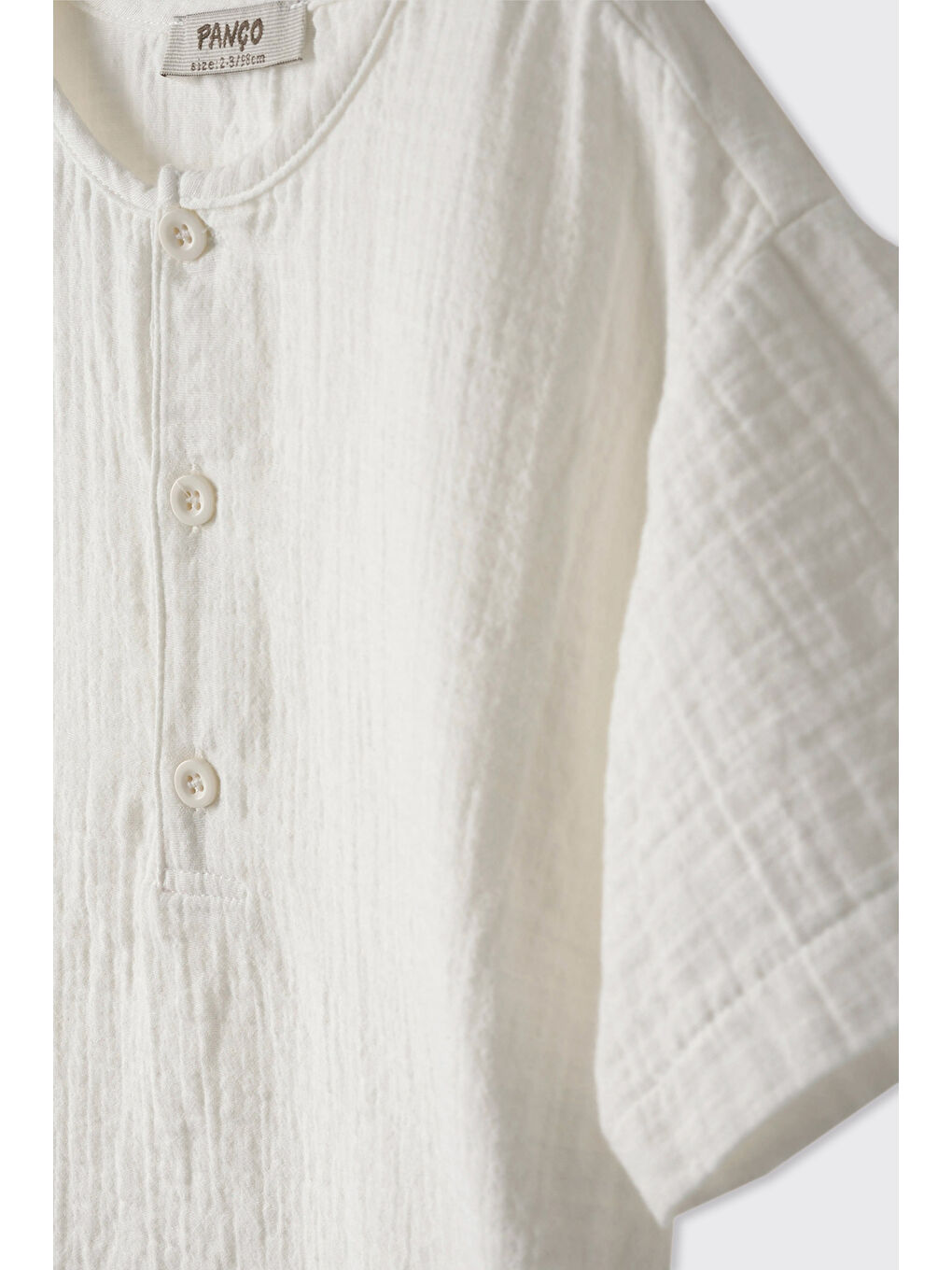 Erkek Bebek Yumuşak Dokulu Beyaz Müslin Gömlek-2