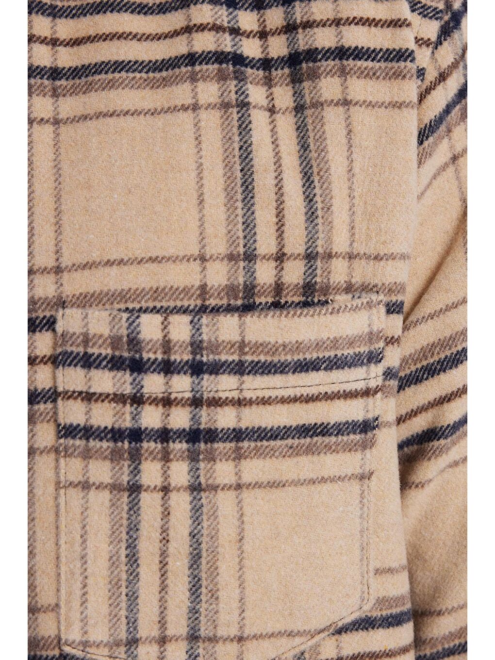 Bej Erkek Regular Fit Rahat Kesim Kışlık Kareli Oduncu Gömlek-6