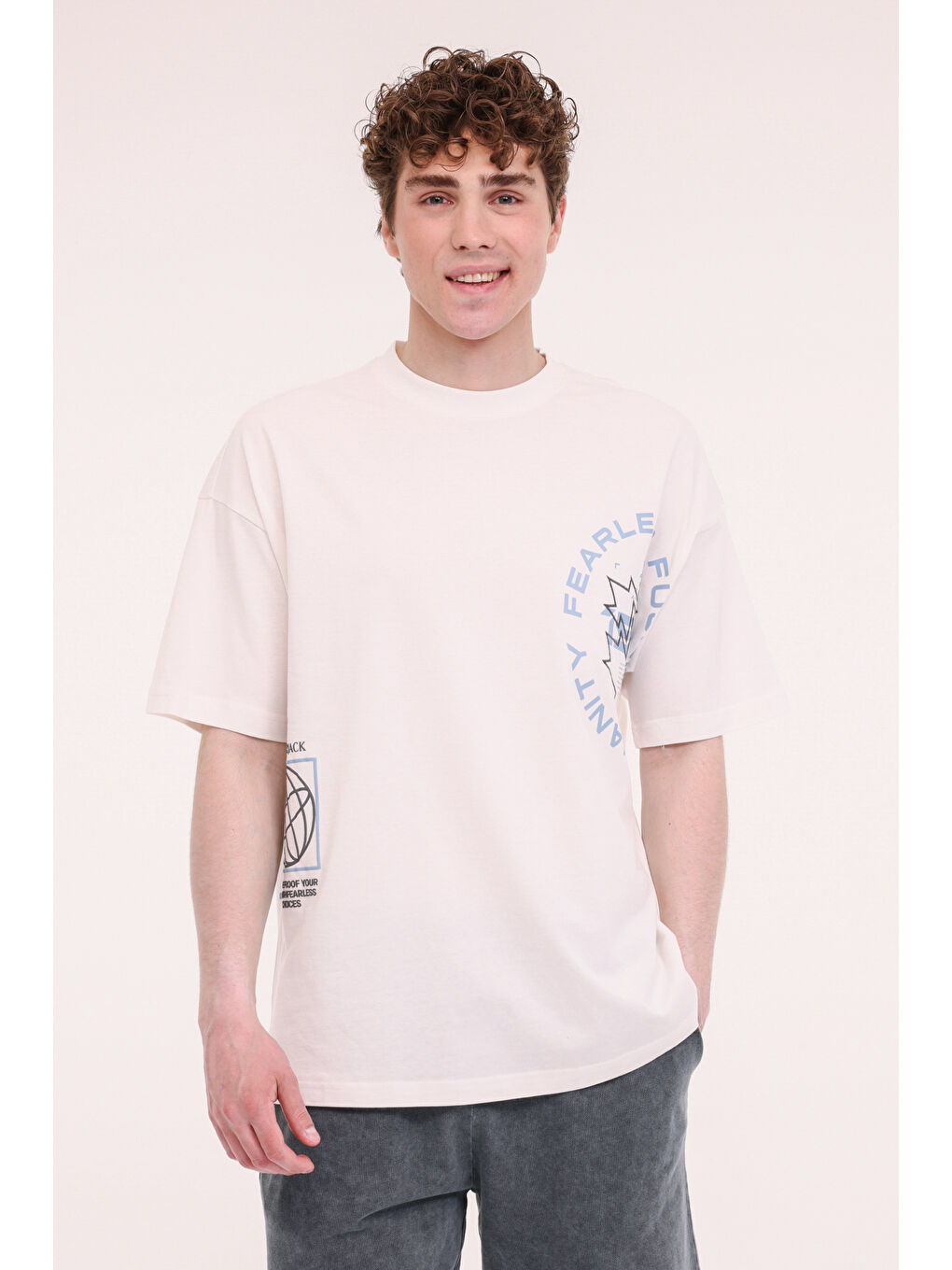 Bej ML DEXT 11-413401 5FX Ekru Erkek Kısa Kol T-Shirt