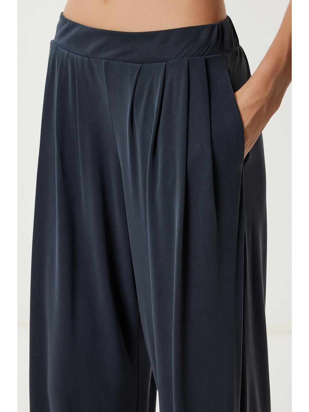 Geniş Paça Dökümlü Modal Pantolon Antrasit Lub0208-3