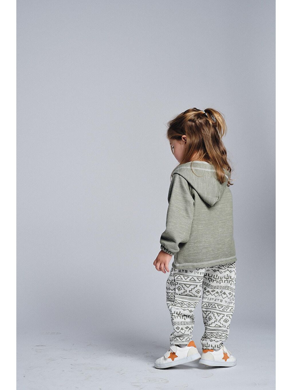 Haki Unisex Etnik Desen Kanguru Cepli 2'li Takım-1